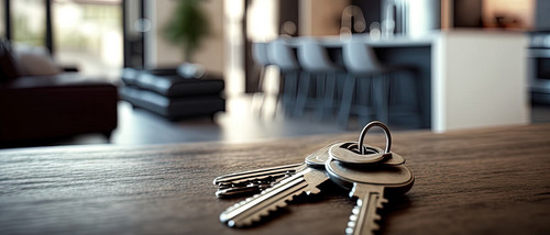 Schlüssel auf Tisch in moderner Wohnung